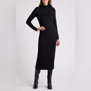 Du Paradis Long Sleeve Rib Maxi Dress